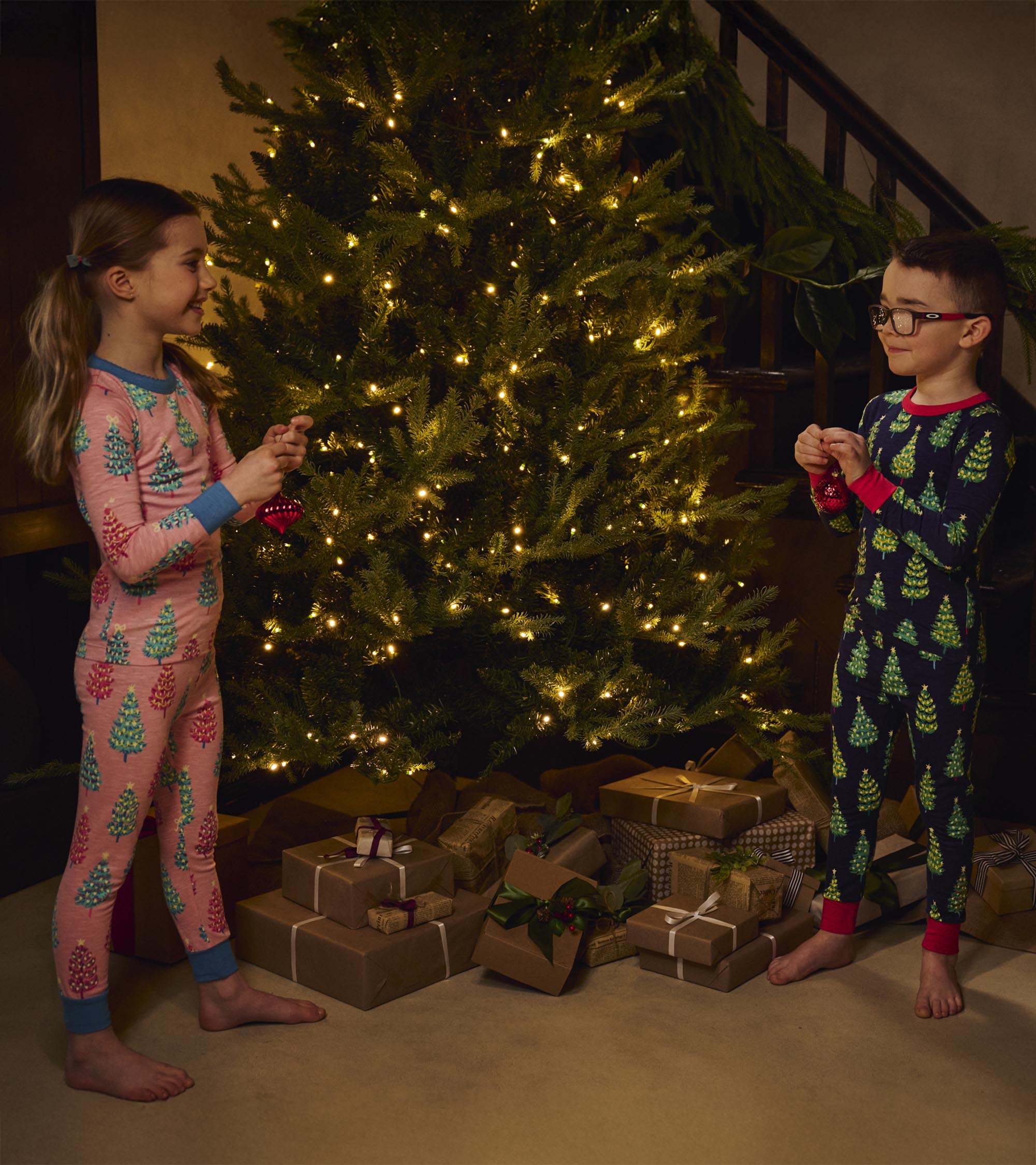 Boys Bottle Brush Trees Glow in the Dark Cotton Pajama Set | Hatley Sale Boys