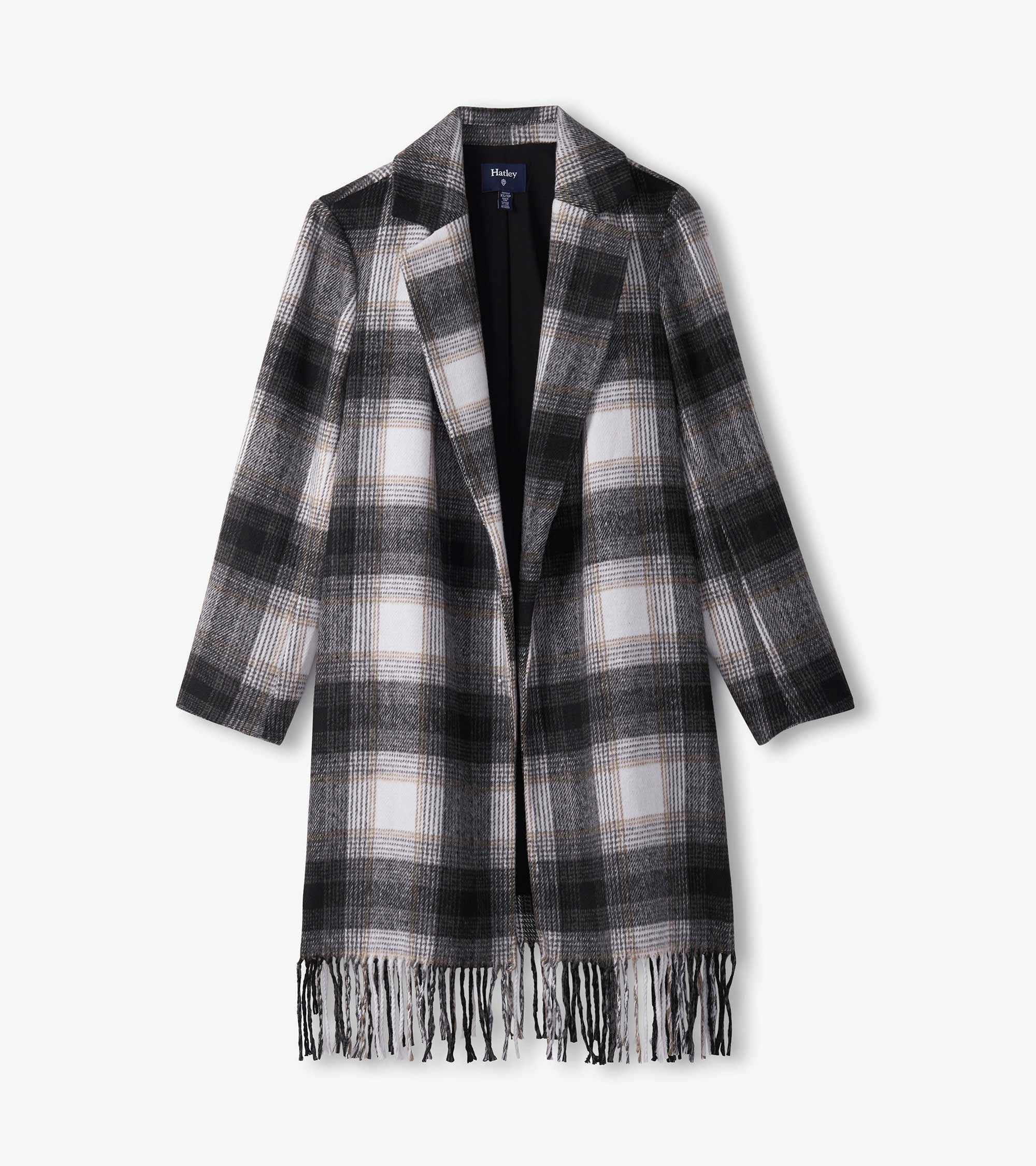 Fringe Jacket - Black and Taupe Plaid | Hatley Outlet Women