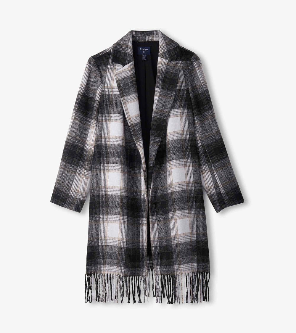 Fringe Jacket - Black and Taupe Plaid | Hatley Outlet Women