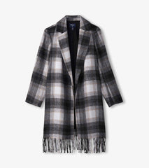 Fringe Jacket - Black and Taupe Plaid | Hatley Outlet Women