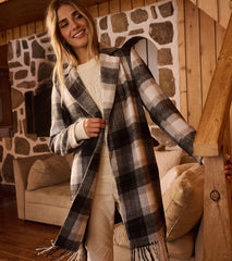 Fringe Jacket - Black and Taupe Plaid | Hatley Outlet Women