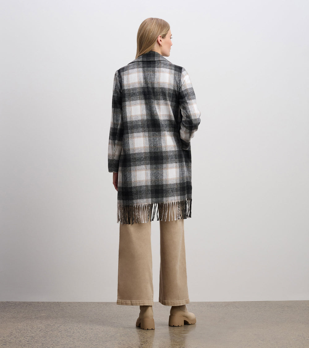 Fringe Jacket - Black and Taupe Plaid | Hatley Outlet Women