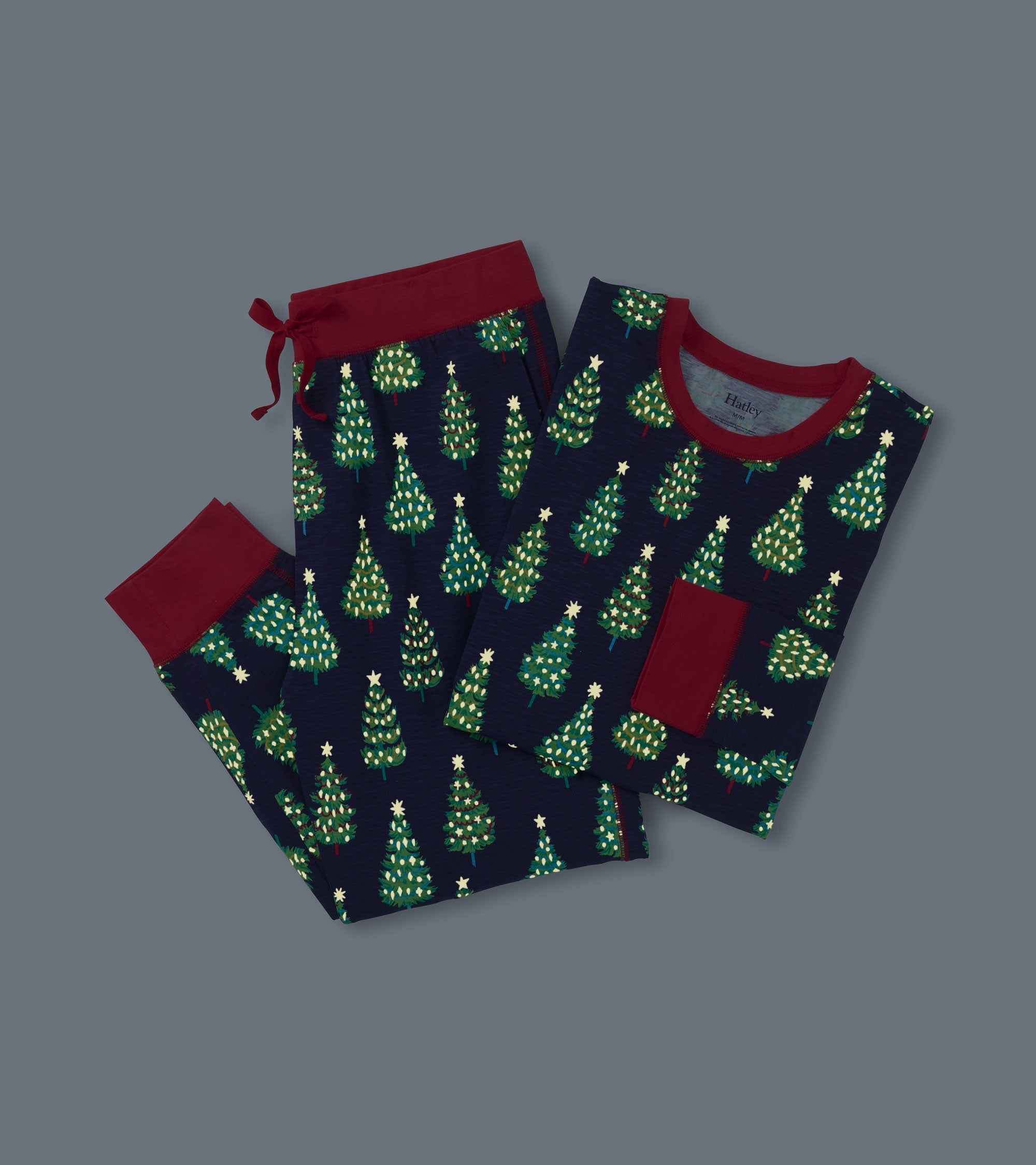 Men's Bottle Brush Trees Glow in the Dark Cotton Pajama Set | Hatley Sale Women
