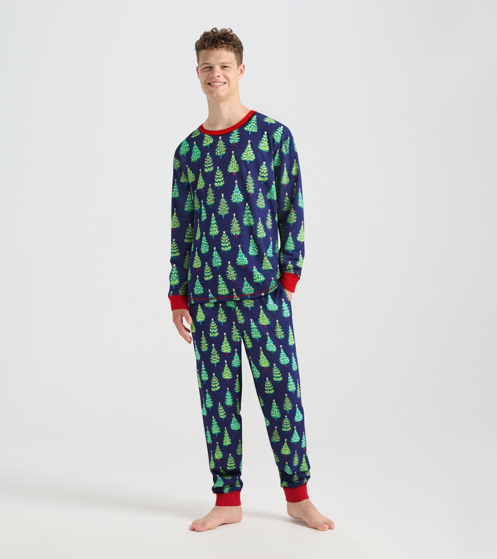 Men's Bottle Brush Trees Glow in the Dark Cotton Pajama Set | Hatley Sale Women