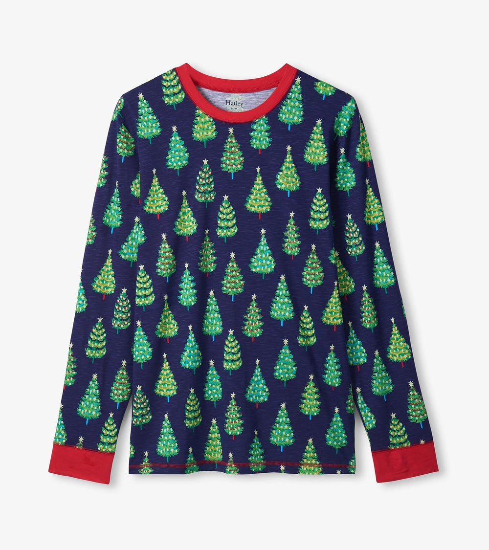 Men's Bottle Brush Trees Glow in the Dark Cotton Pajama Set | Hatley Sale Women