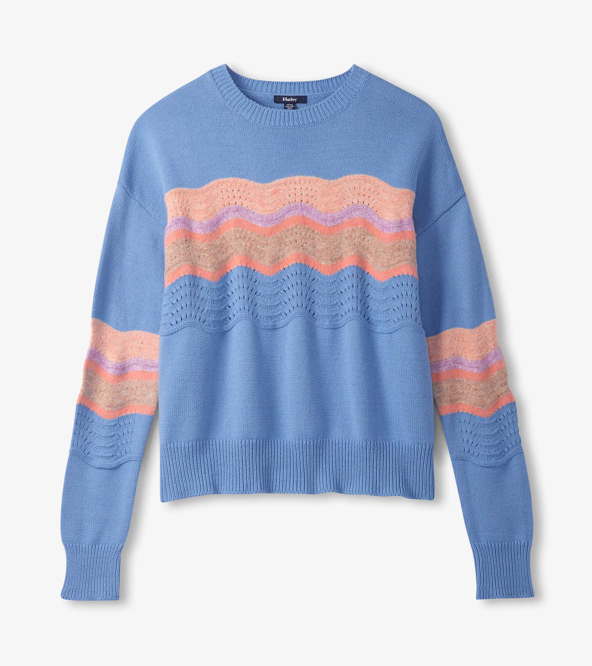 Pointelle Wave Sweater - Sky Blue Ripple | Hatley Women