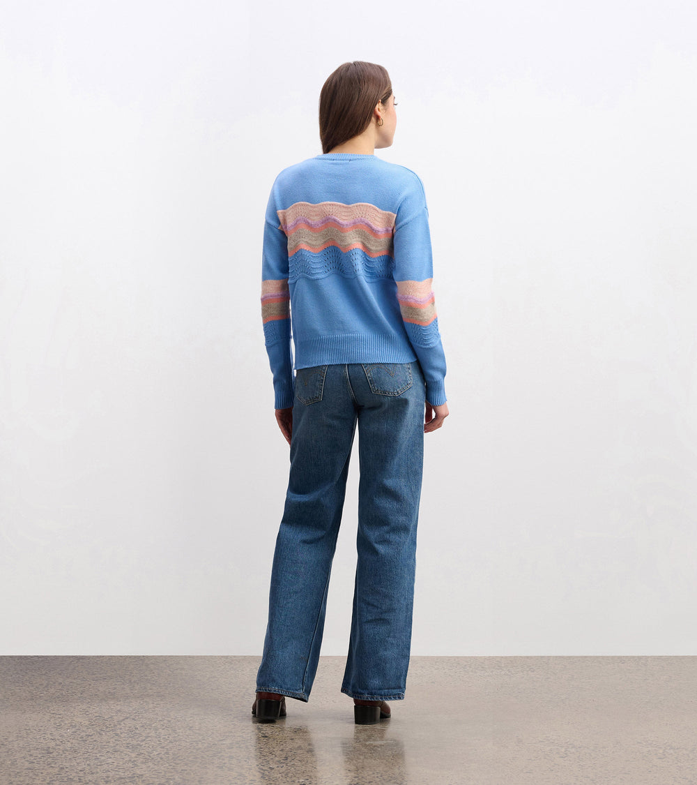 Pointelle Wave Sweater - Sky Blue Ripple | Hatley Women