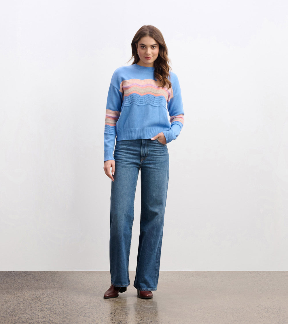 Pointelle Wave Sweater - Sky Blue Ripple | Hatley Women