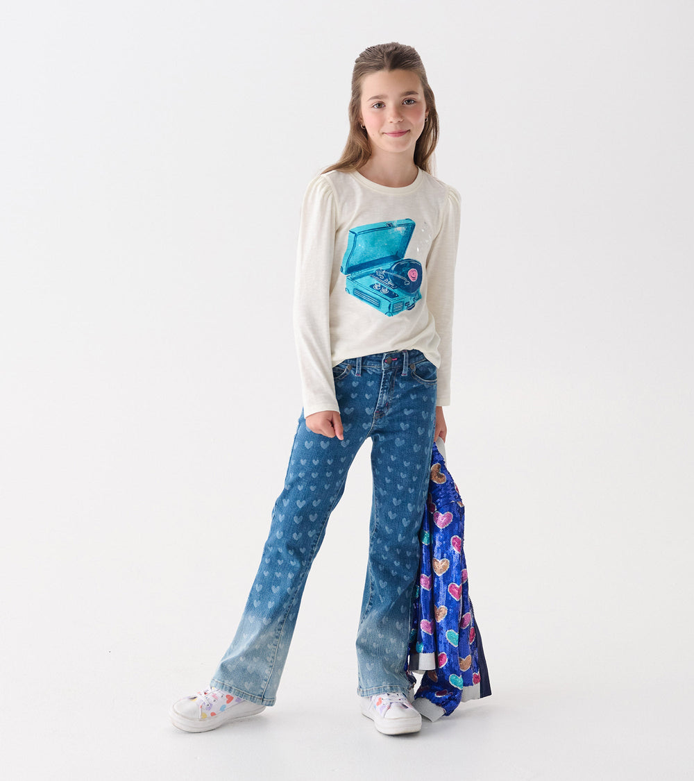Girls Record Player Puff Sleeve Graphic Tee | Hatley US Girls