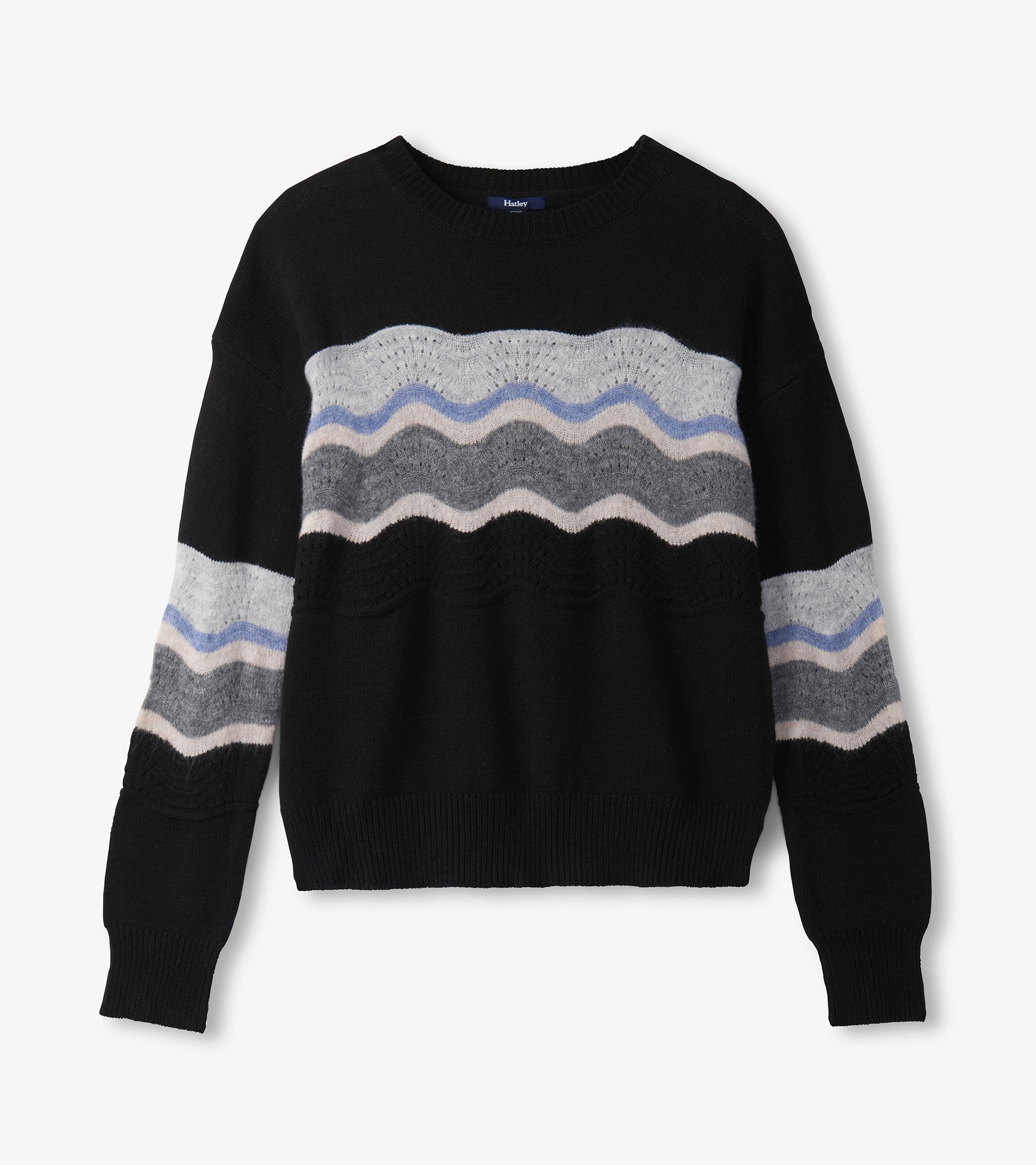 Pointelle Wave Sweater - Black | Hatley Women