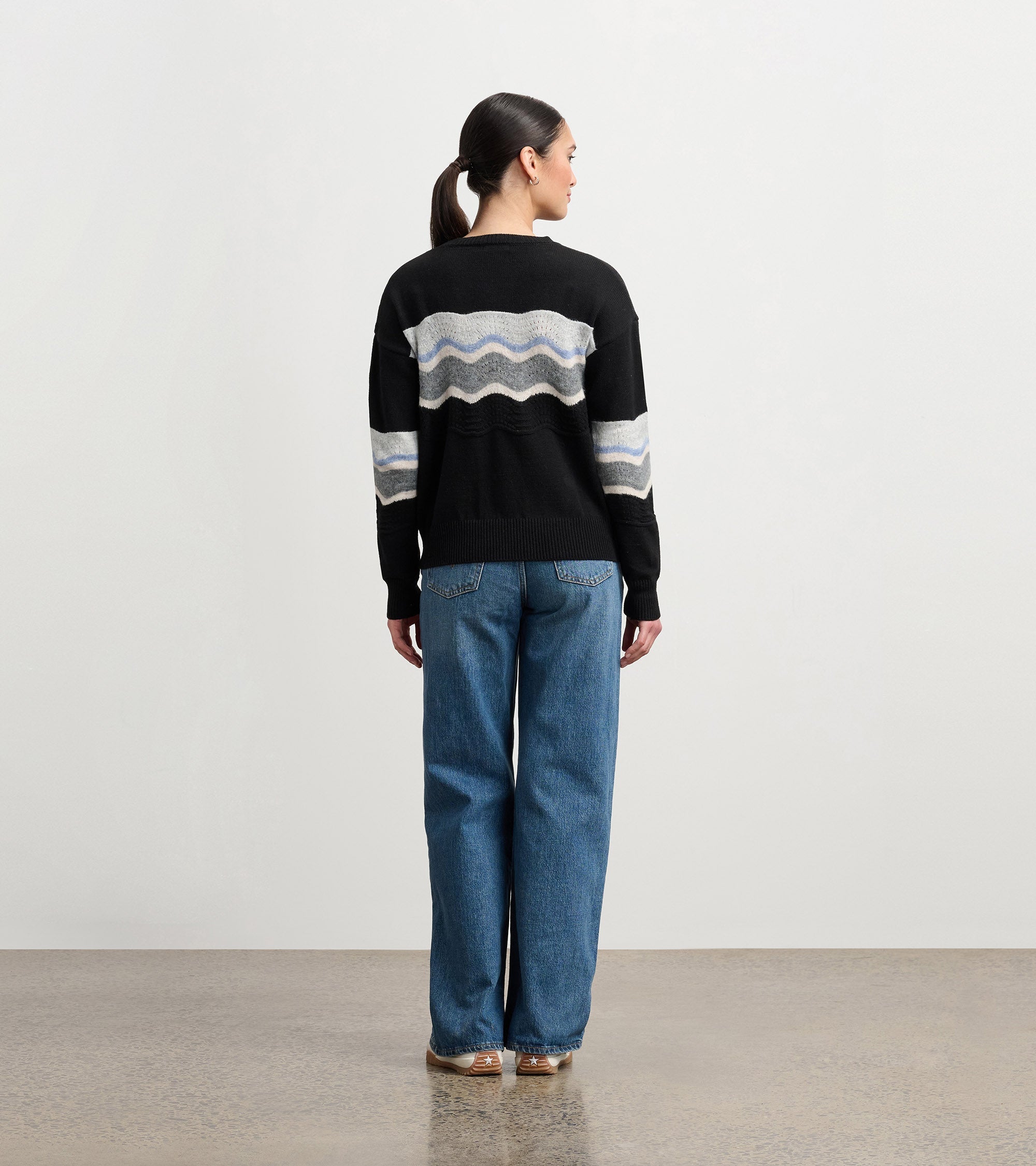 Pointelle Wave Sweater - Black | Hatley Women