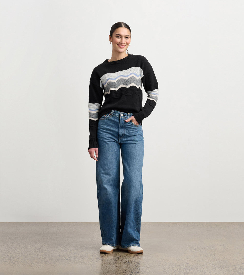 Pointelle Wave Sweater - Black | Hatley Women