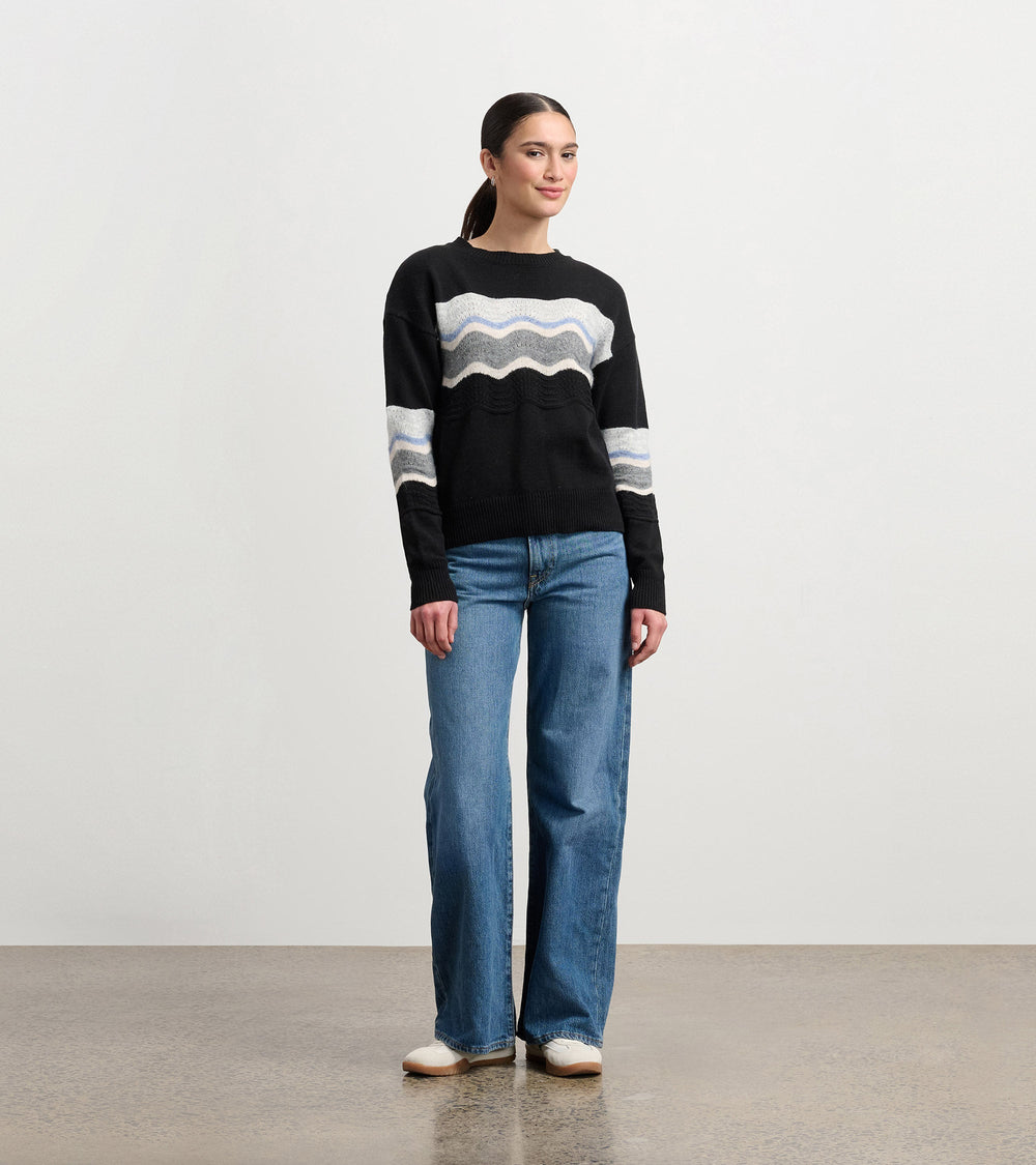 Pointelle Wave Sweater - Black | Hatley Women