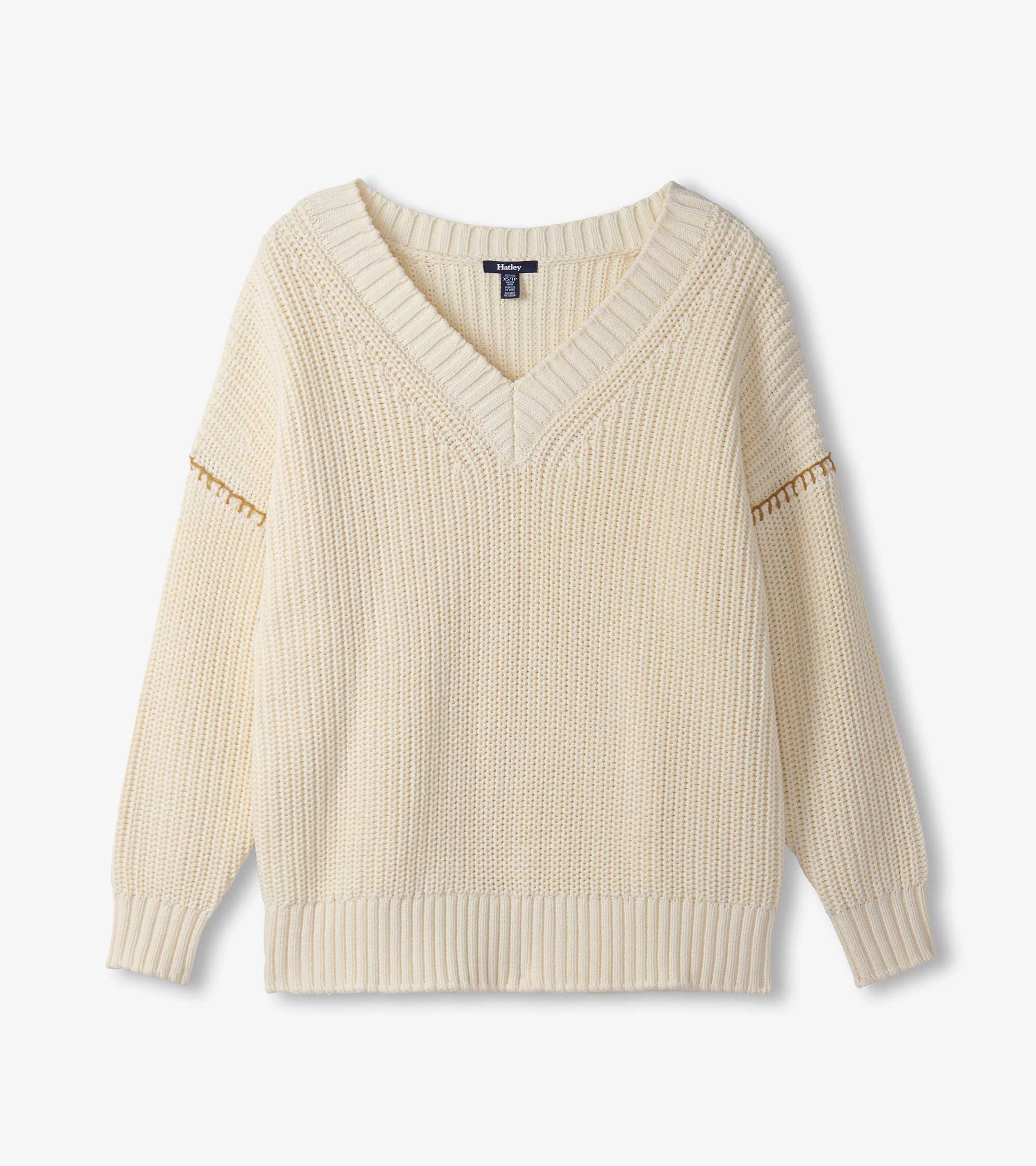 V-Neck Slouchy Sweater - Cream | Hatley Discount Women