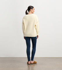 V-Neck Slouchy Sweater - Cream | Hatley Discount Women