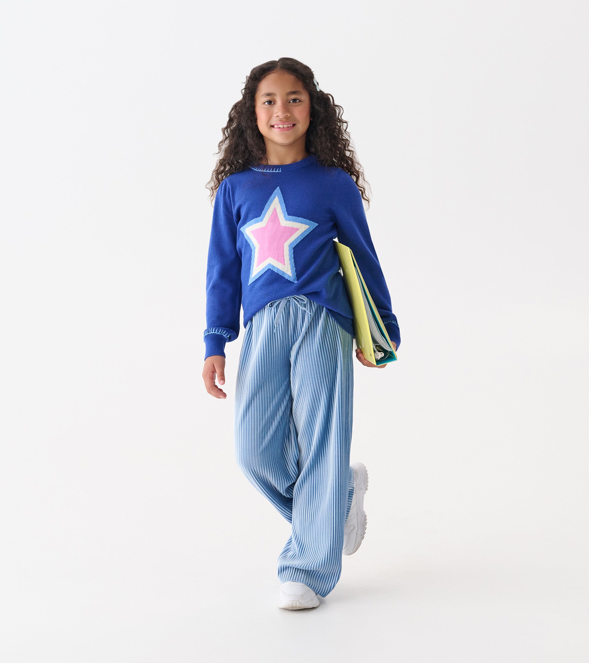 Girls Cornflower Blue Pleated Velour Relaxed Pants | Hatley Outlet Girls