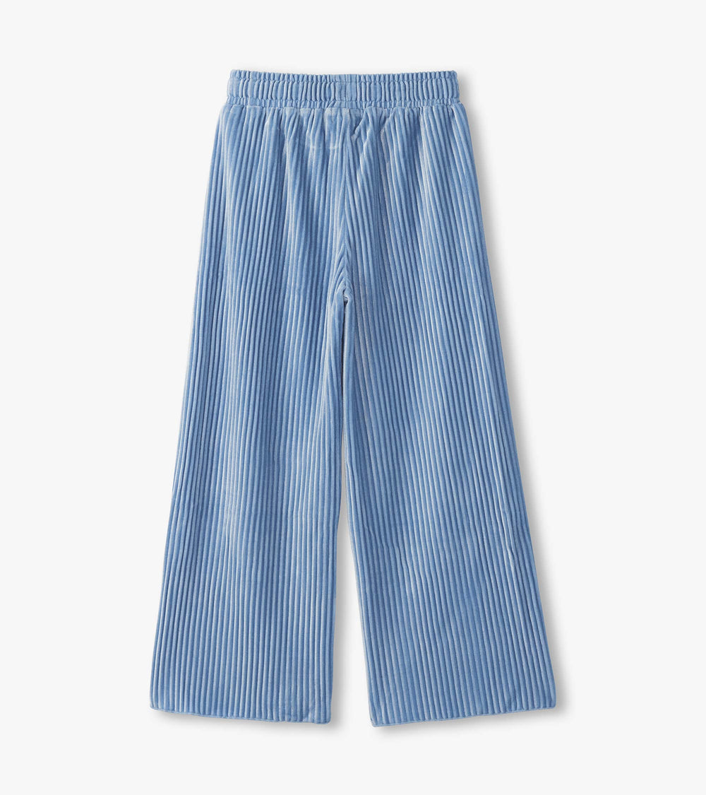 Girls Cornflower Blue Pleated Velour Relaxed Pants | Hatley Outlet Girls