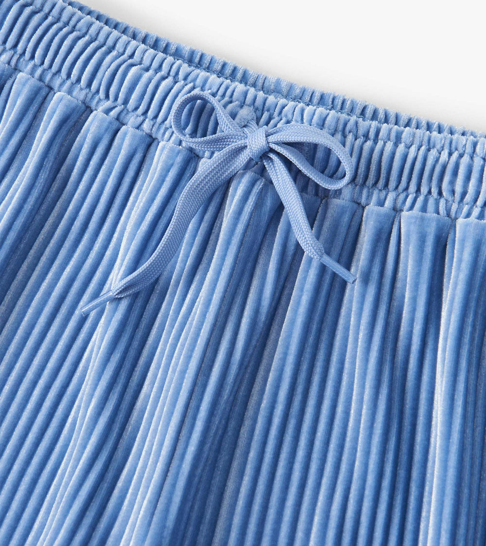 Girls Cornflower Blue Pleated Velour Relaxed Pants | Hatley Outlet Girls