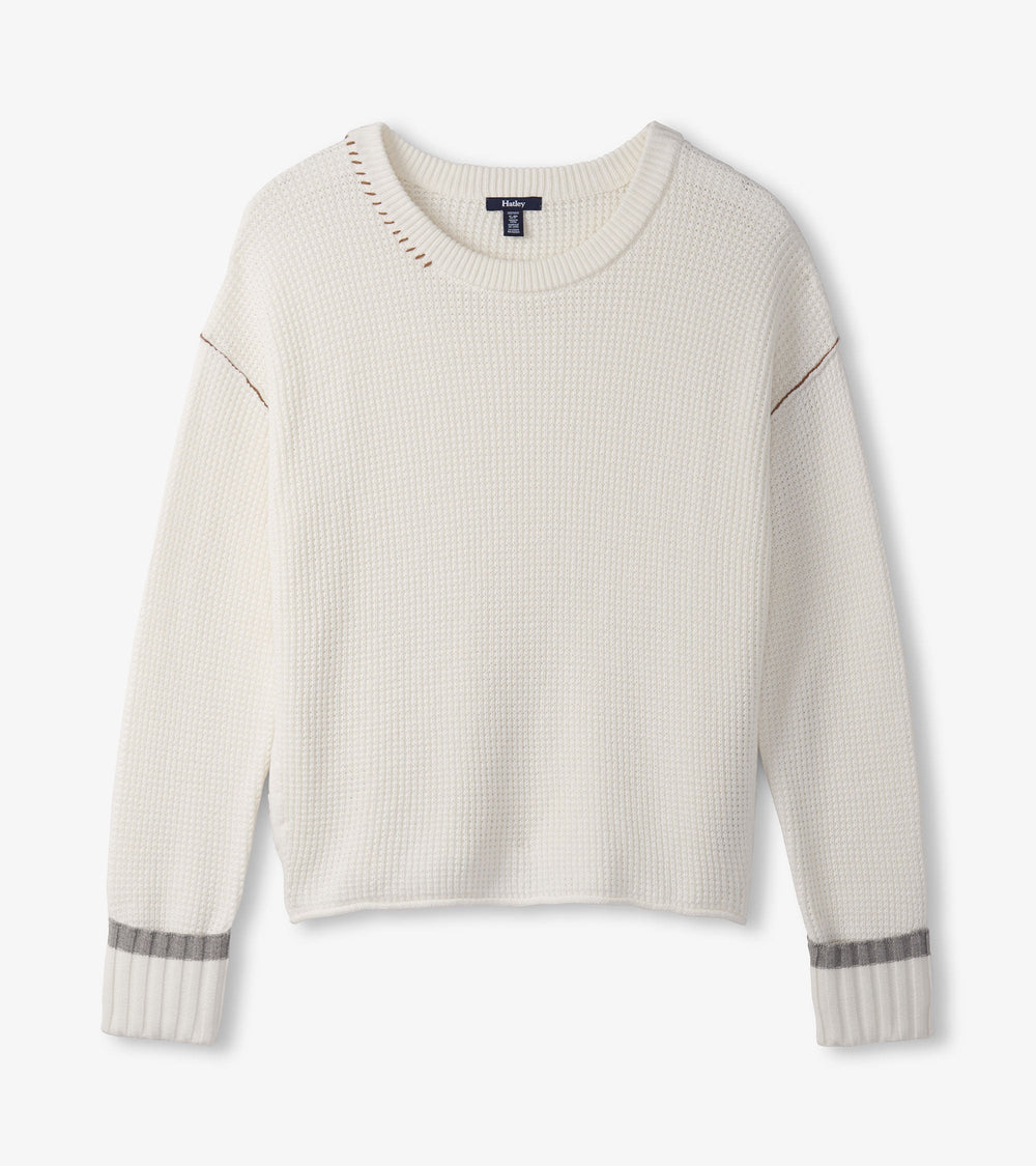Waffle Knit Sweater - Cream | Hatley Sale Women