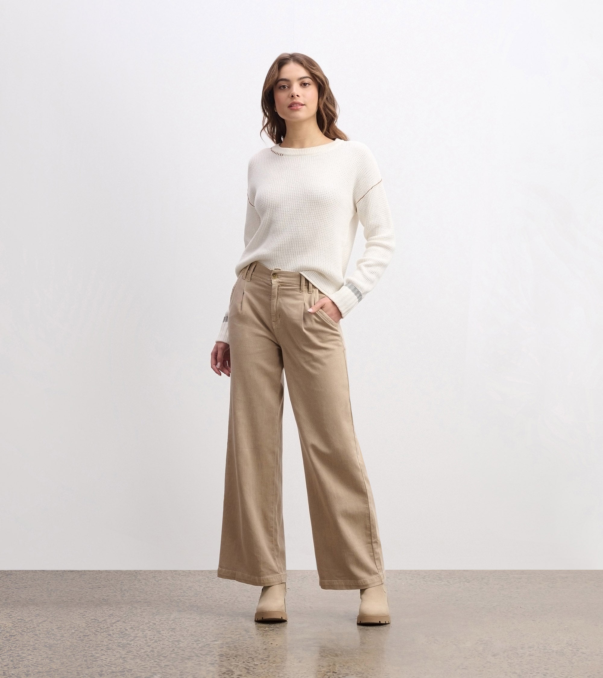 Waffle Knit Sweater - Cream | Hatley Sale Women