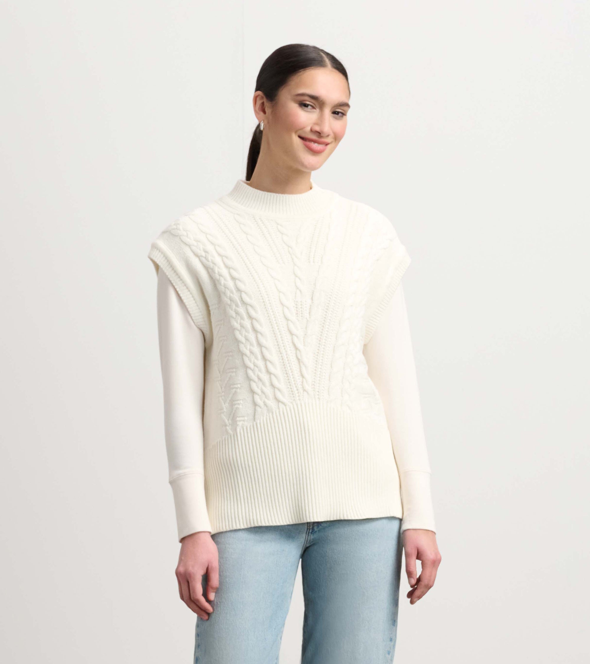 Cable Sweater Vest - Cream | Hatley Women
