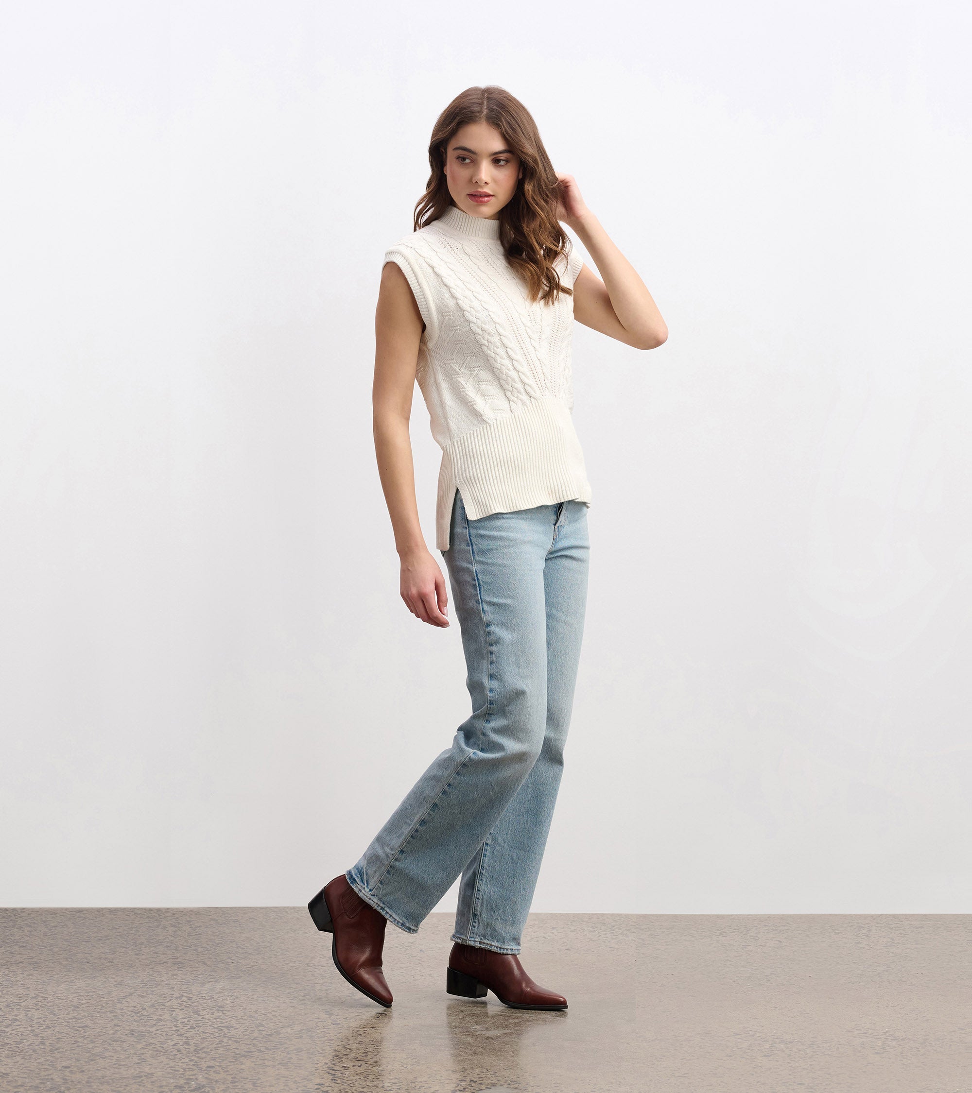 Cable Sweater Vest - Cream | Hatley Women