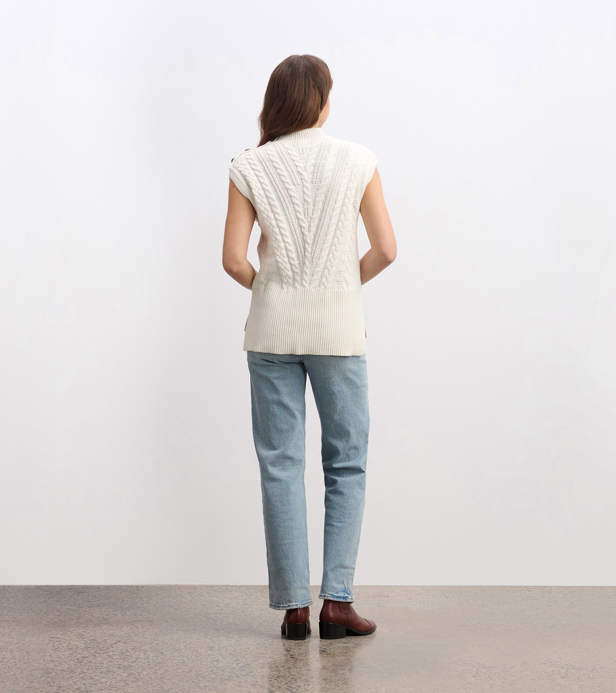 Cable Sweater Vest - Cream | Hatley Women