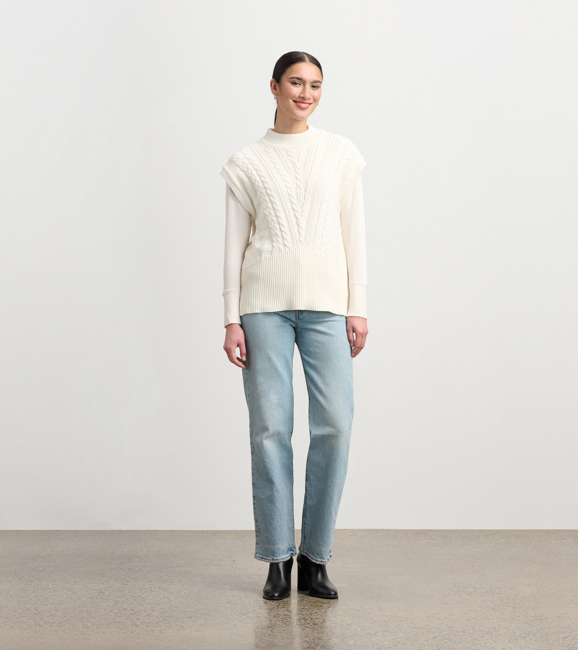 Cable Sweater Vest - Cream | Hatley Women