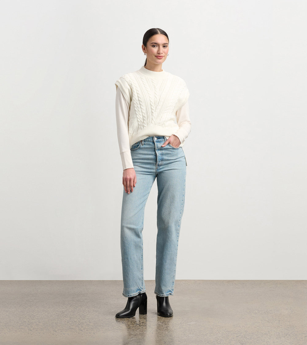 Cable Sweater Vest - Cream | Hatley Women