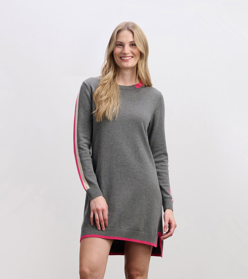 Contrast Trim Sweater Dress - Charcoal | Hatley Women