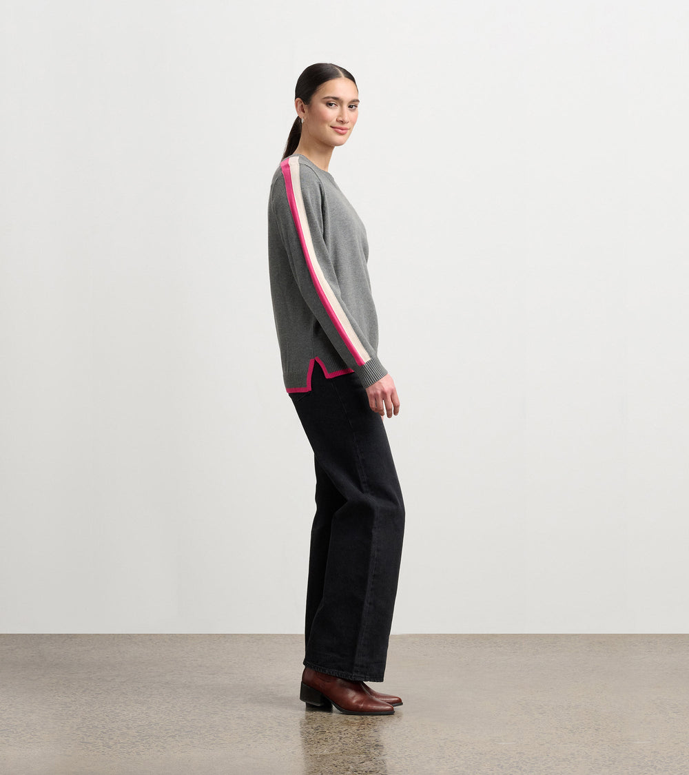 Contrast Trim Sweater - Charcoal | Hatley Discount Women