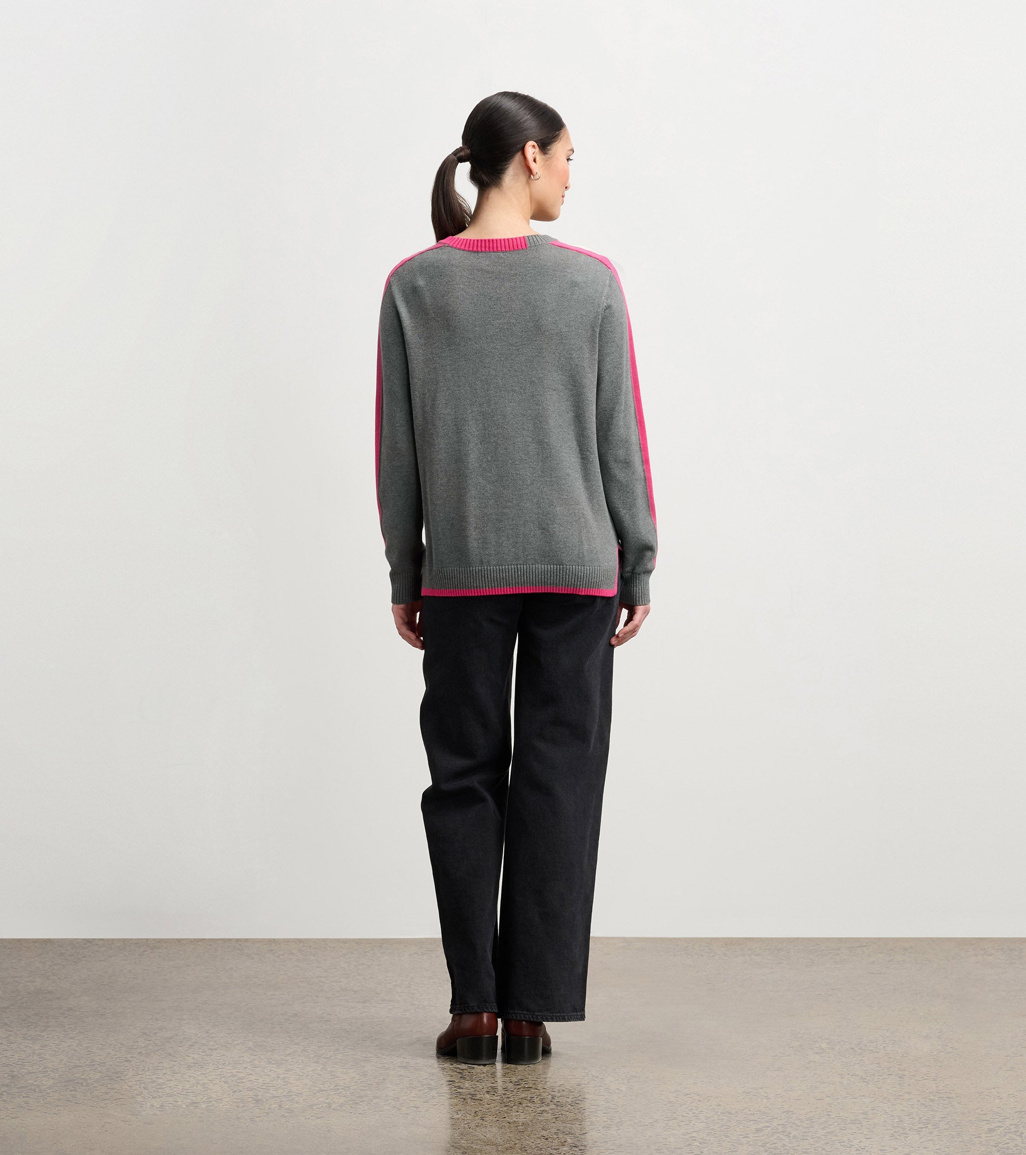Contrast Trim Sweater - Charcoal | Hatley Discount Women
