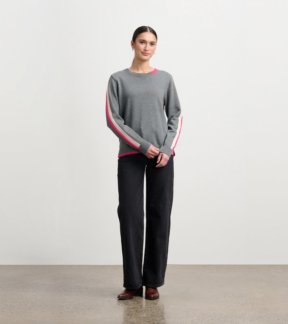 Contrast Trim Sweater - Charcoal | Hatley Discount Women