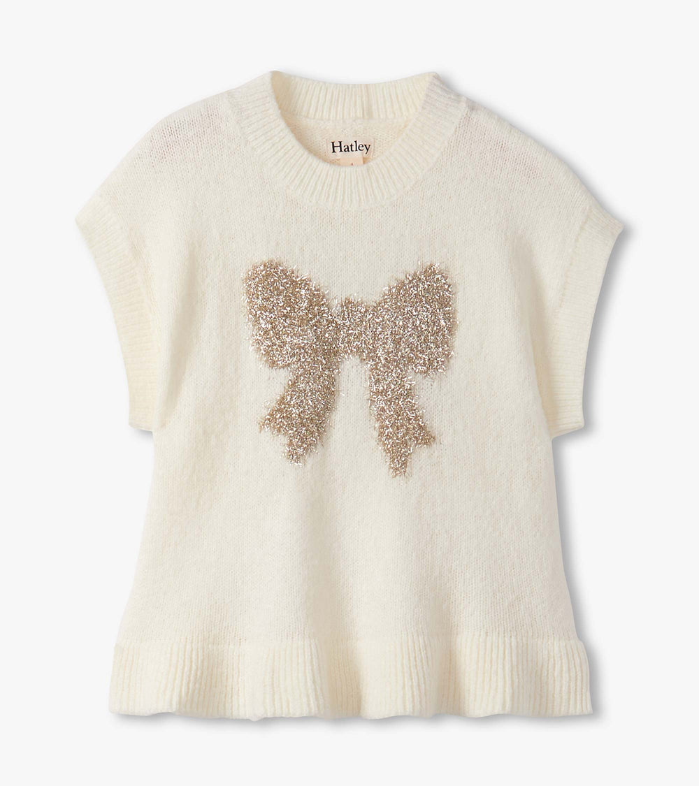 Girls Gold Bow Everywhere Sweater Vest | Hatley Girls