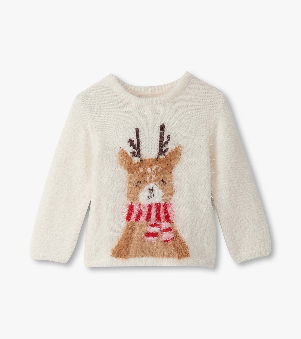 Baby & Toddler Girls Reindeer Furry Sweater | Hatley Discount Baby & Toddler