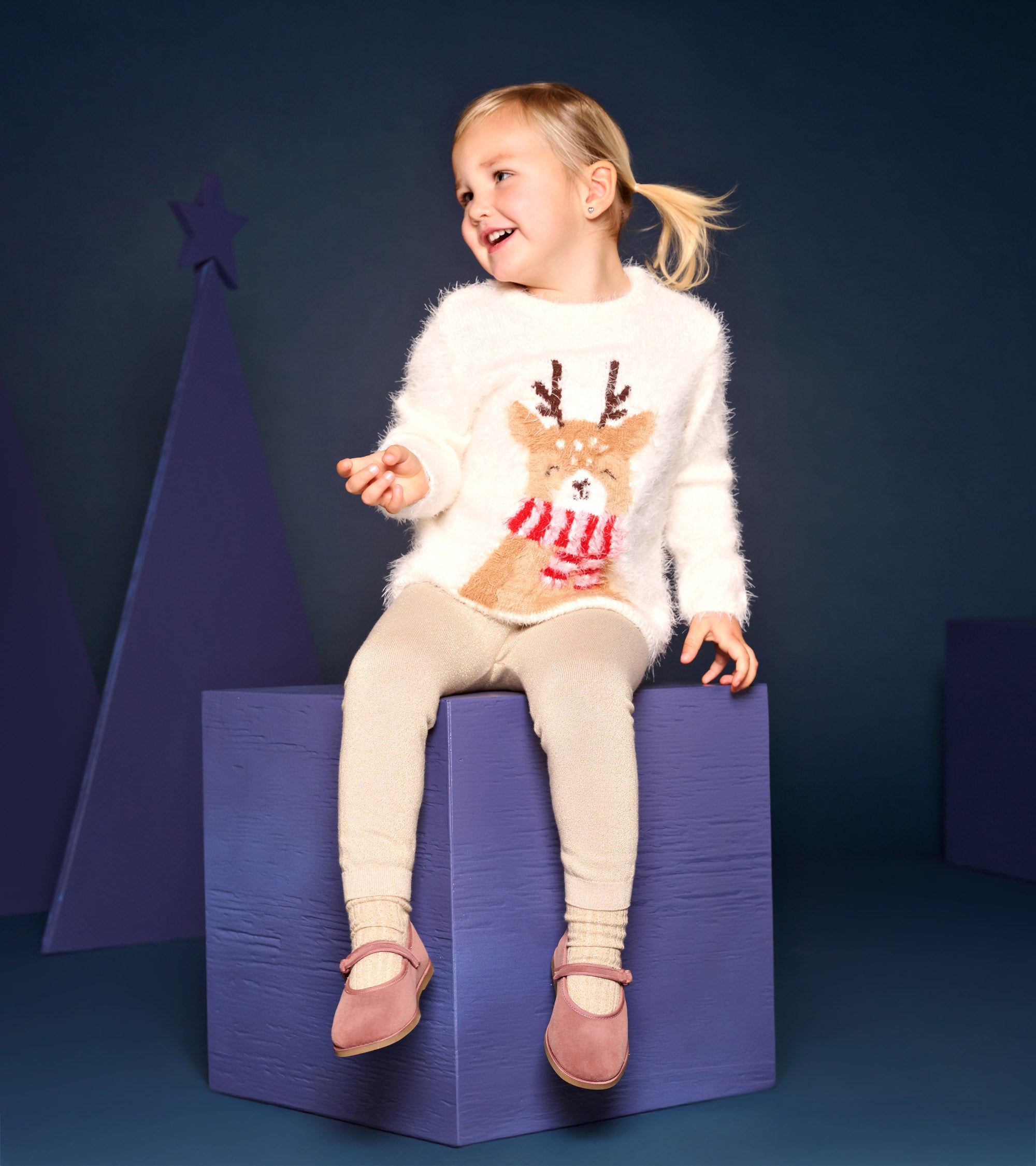 Baby & Toddler Girls Reindeer Furry Sweater | Hatley Discount Baby & Toddler