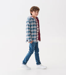 Boys Charcoal and Maroon Plaid Lined Hooded Jacket | Hatley Discount Boys