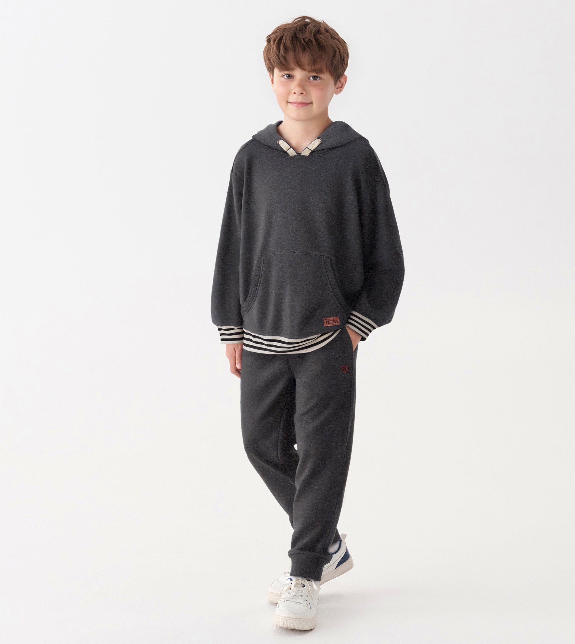 Boys Charcoal Melange Pullover Hoodie | Hatley US Boys