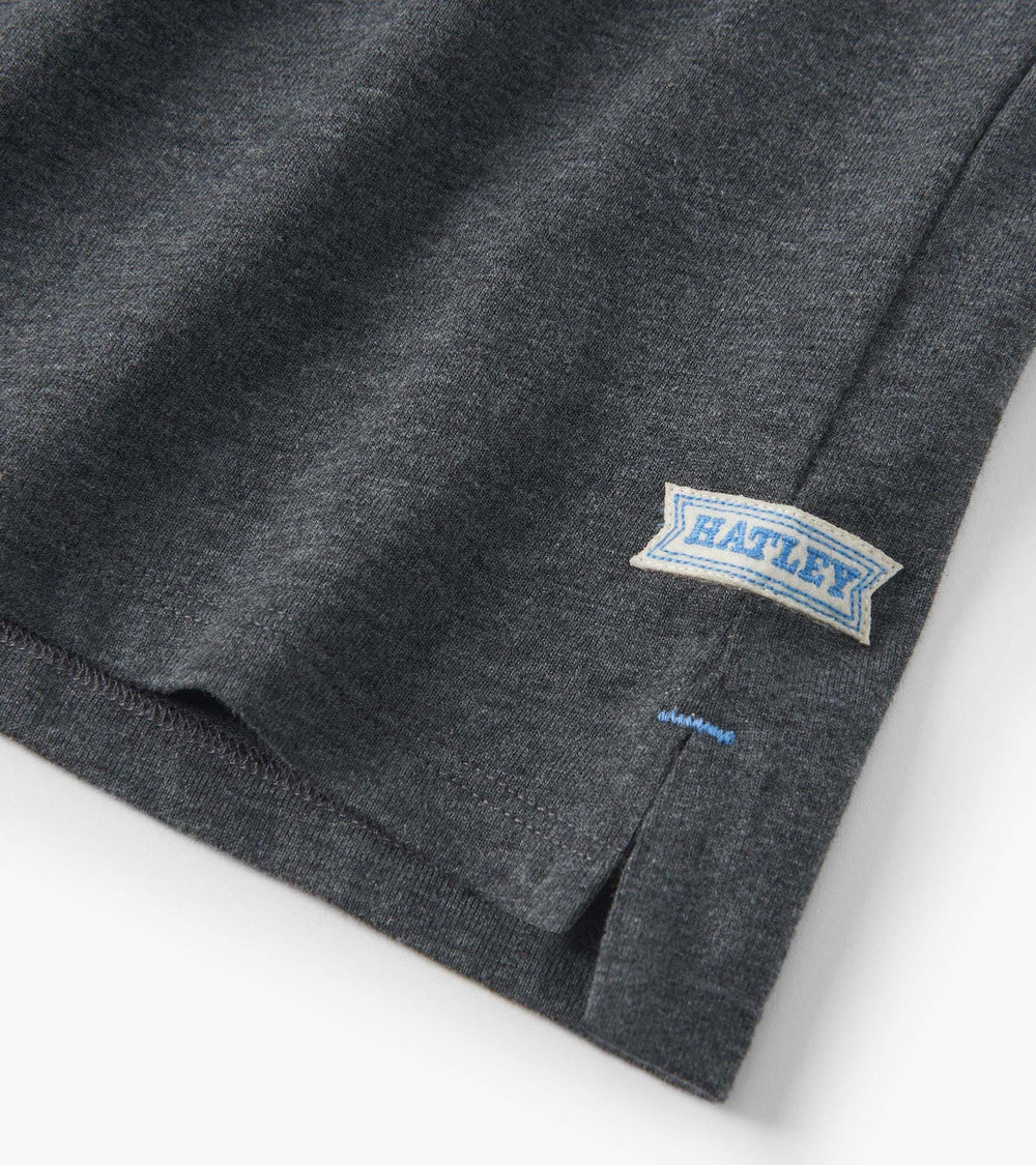 Boys Blue and Grey Color Block Long Sleeve Polo Shirt | Hatley Discount Boys