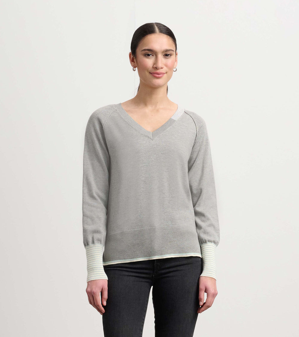 Cary V-Neck Sweater - Charcoal Melange | Hatley Onsale Women