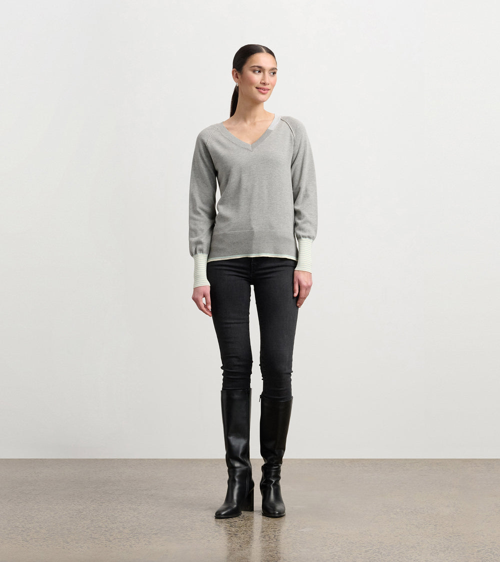 Cary V-Neck Sweater - Charcoal Melange | Hatley Onsale Women