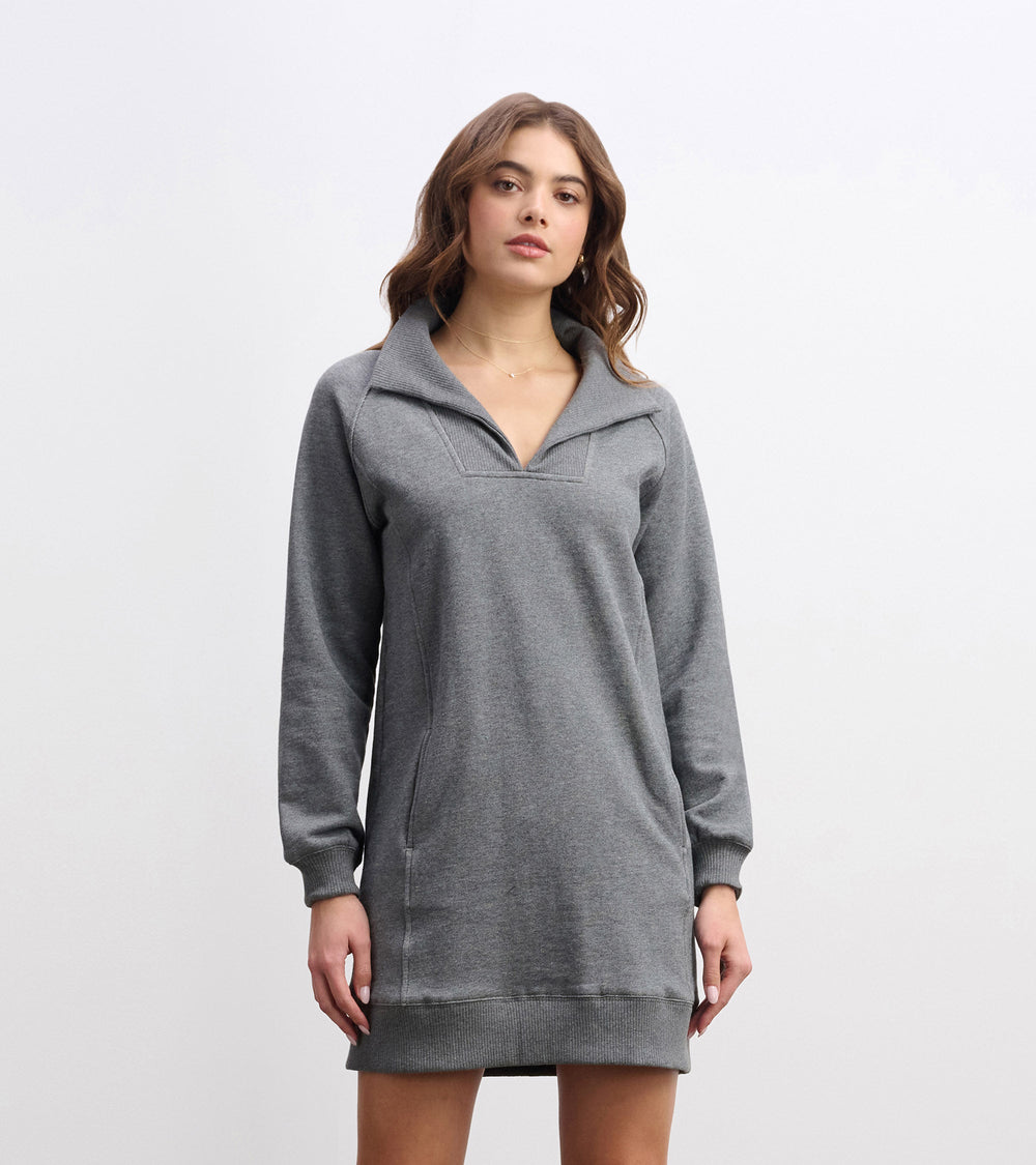 Anna Notch Neck Dress - Charcoal Melange | Hatley Outlet Women