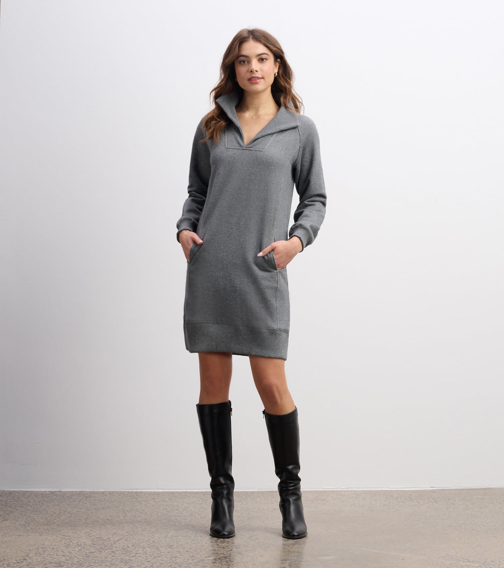 Anna Notch Neck Dress - Charcoal Melange | Hatley Outlet Women