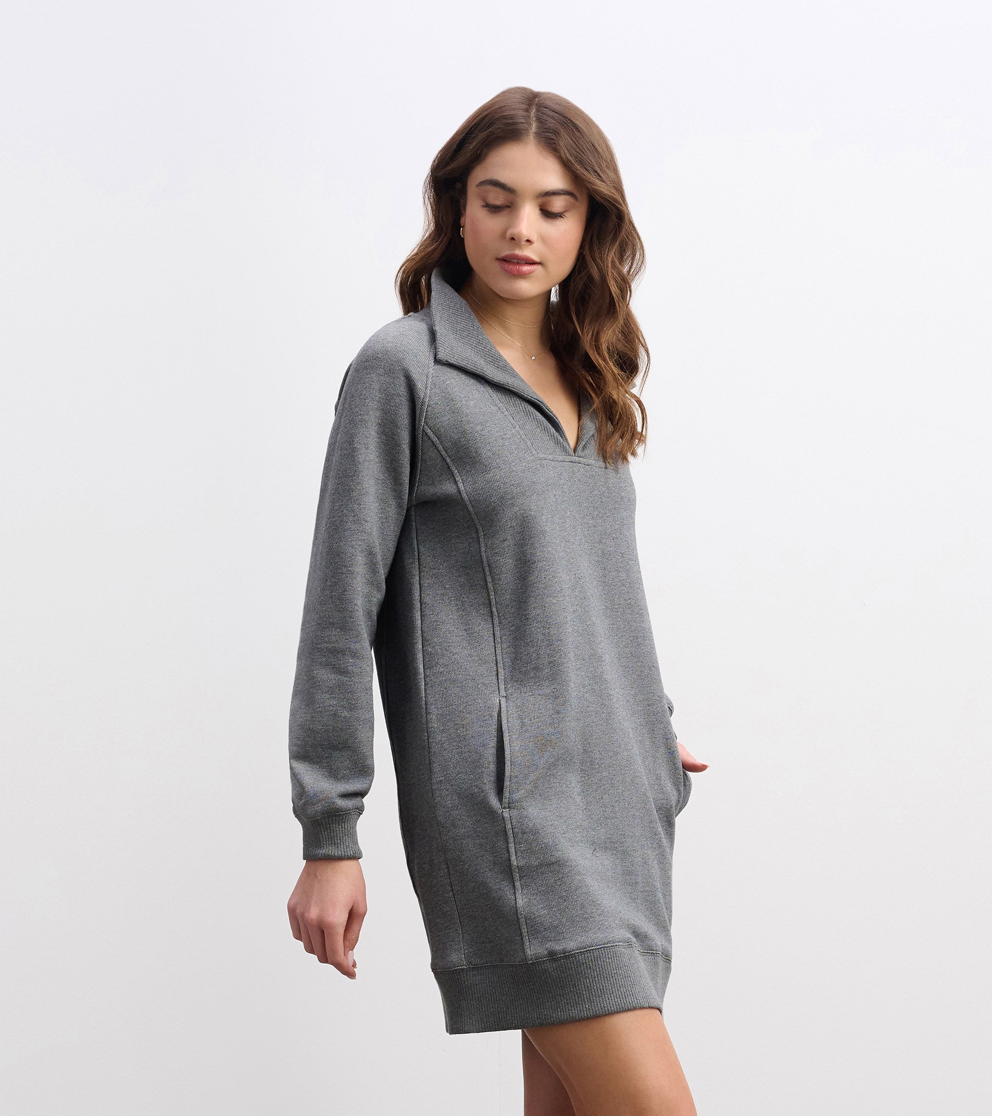 Anna Notch Neck Dress - Charcoal Melange | Hatley Outlet Women