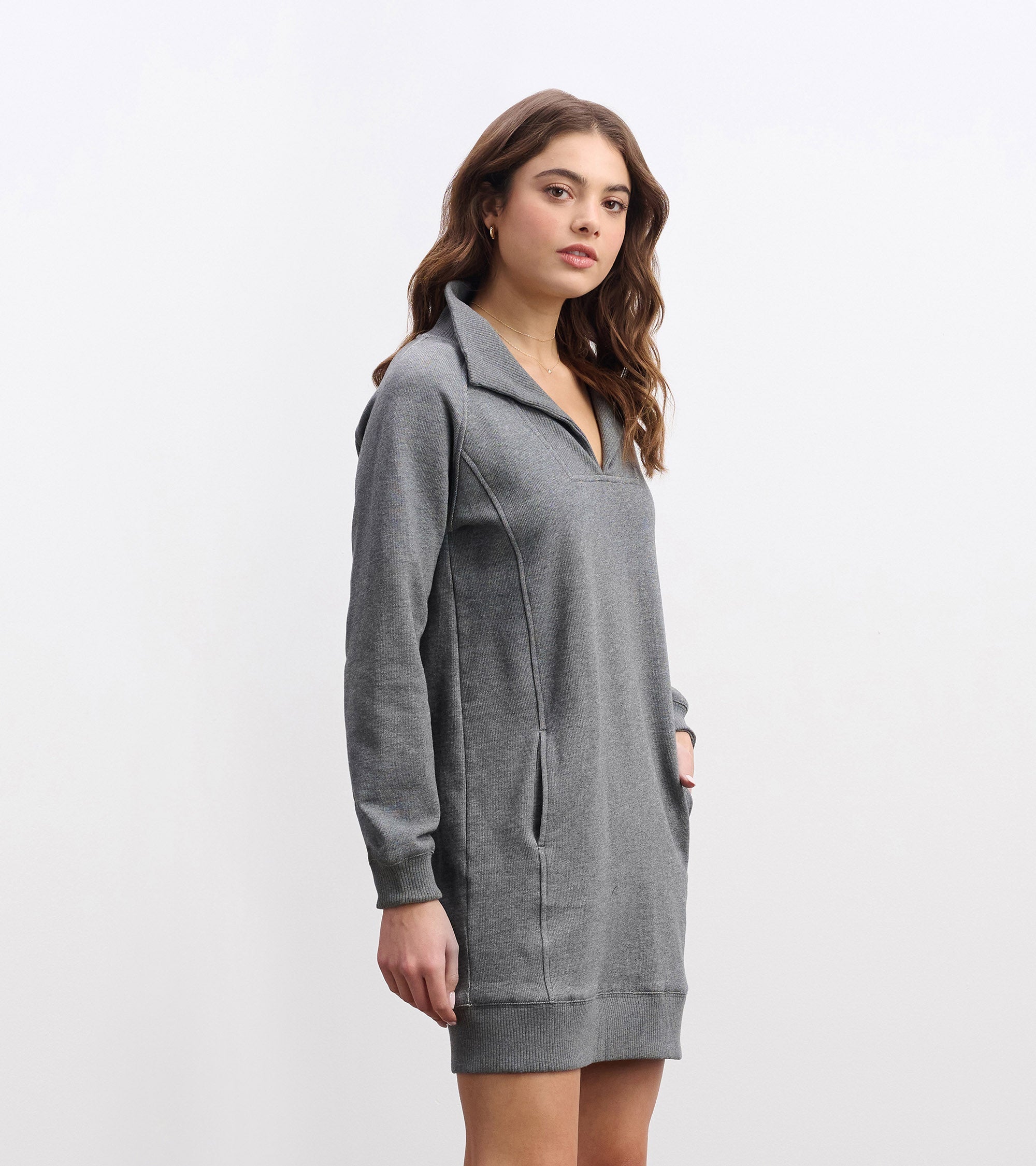 Anna Notch Neck Dress - Charcoal Melange | Hatley Outlet Women
