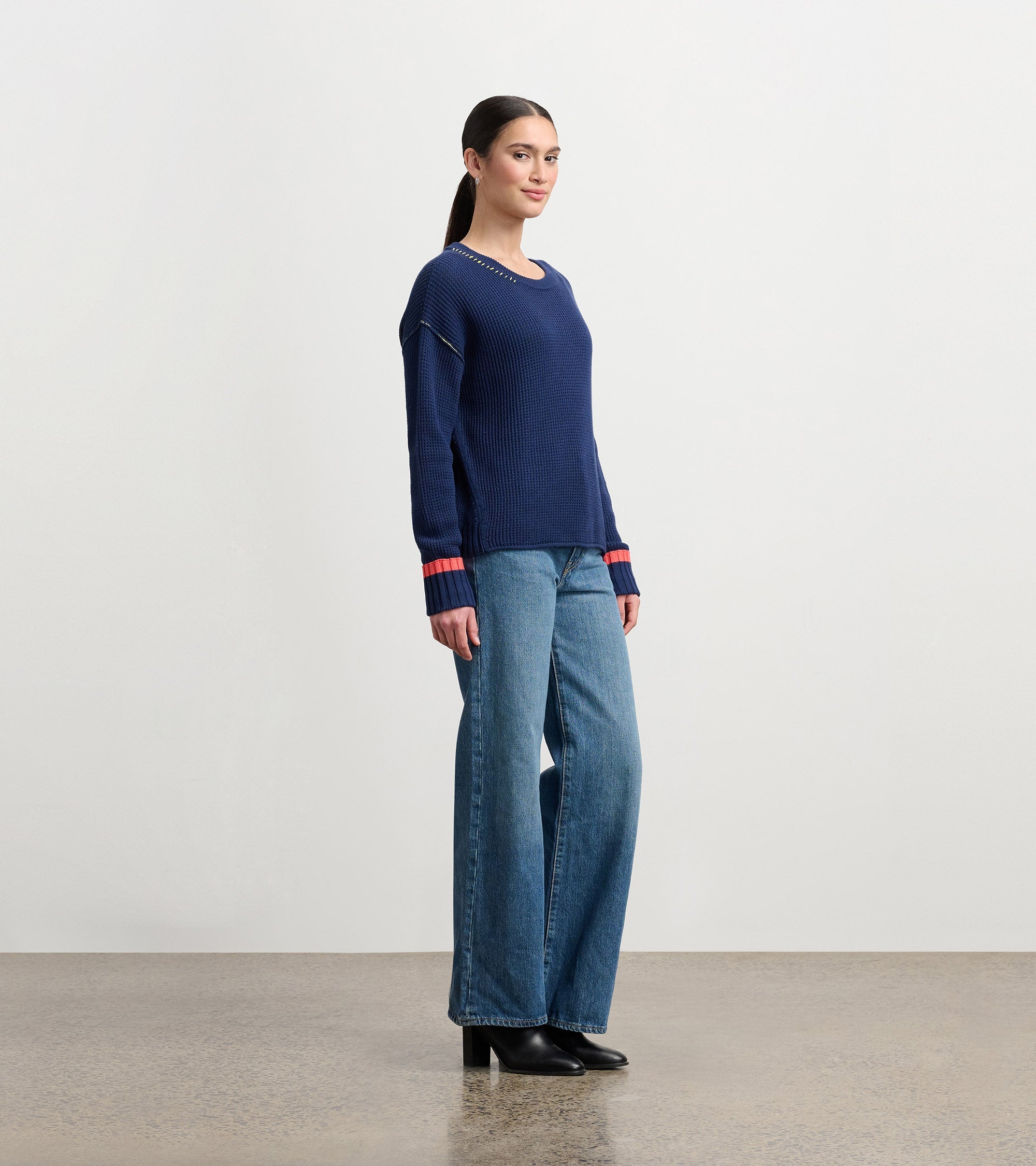 Waffle Knit Sweater - Navy | Hatley Onsale Women