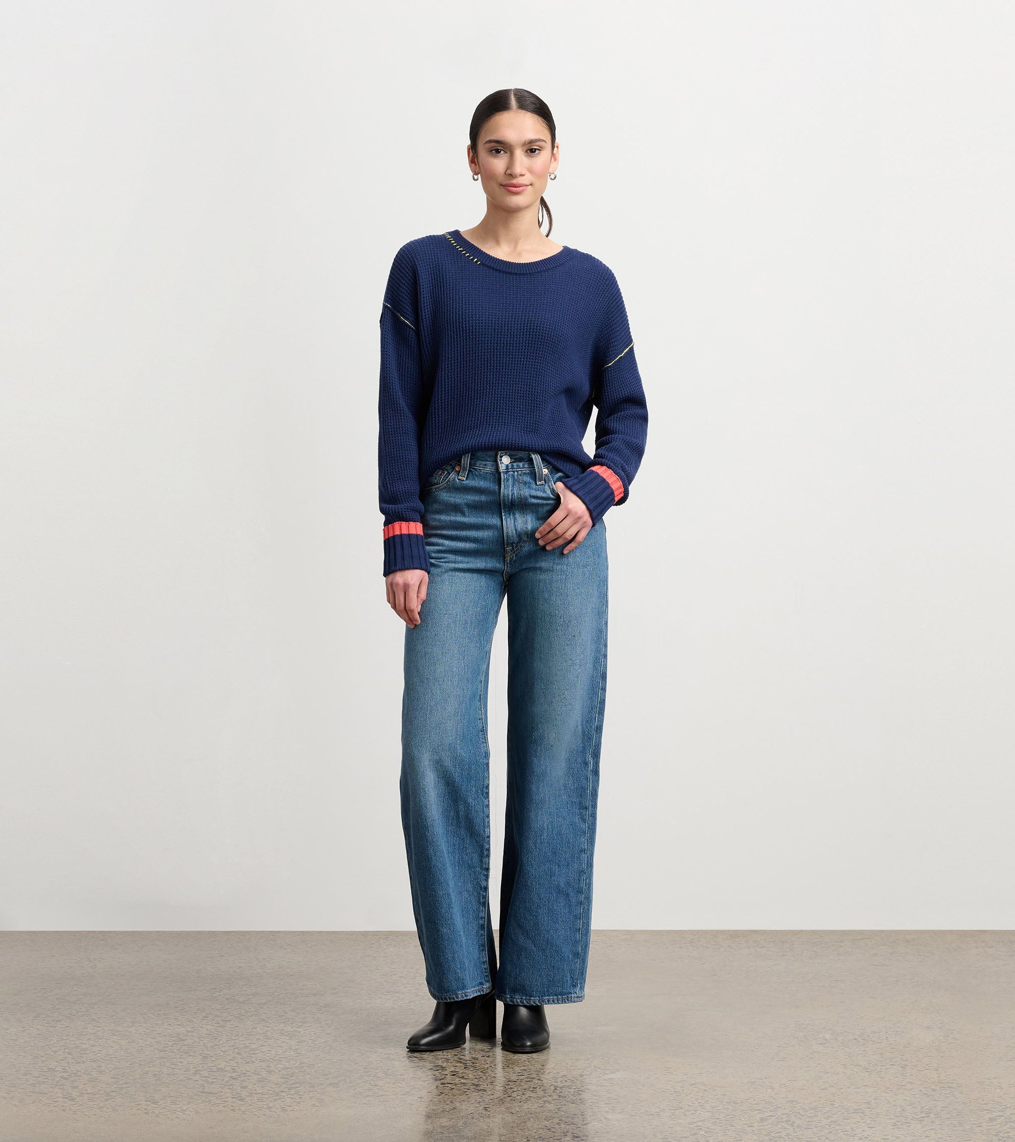Waffle Knit Sweater - Navy | Hatley Onsale Women