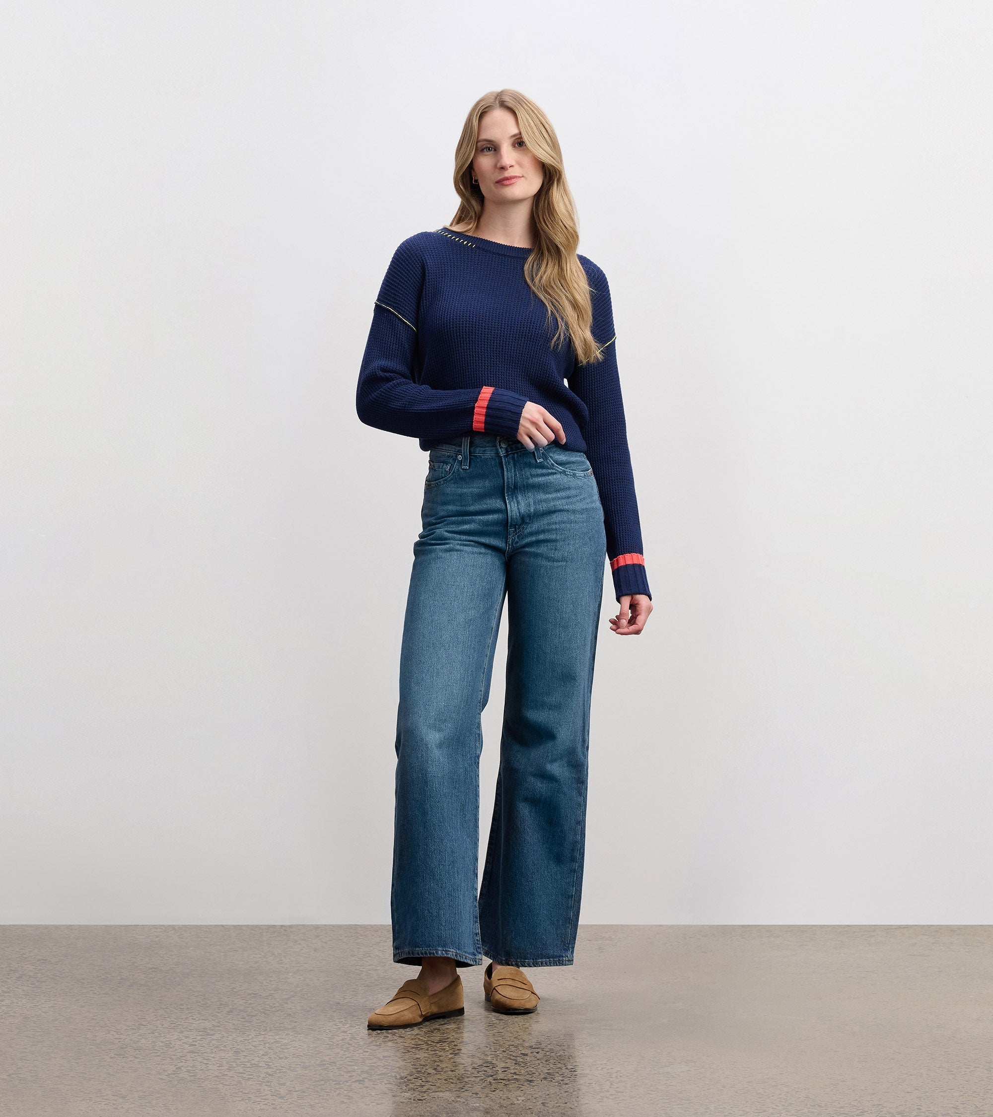 Waffle Knit Sweater - Navy | Hatley Onsale Women