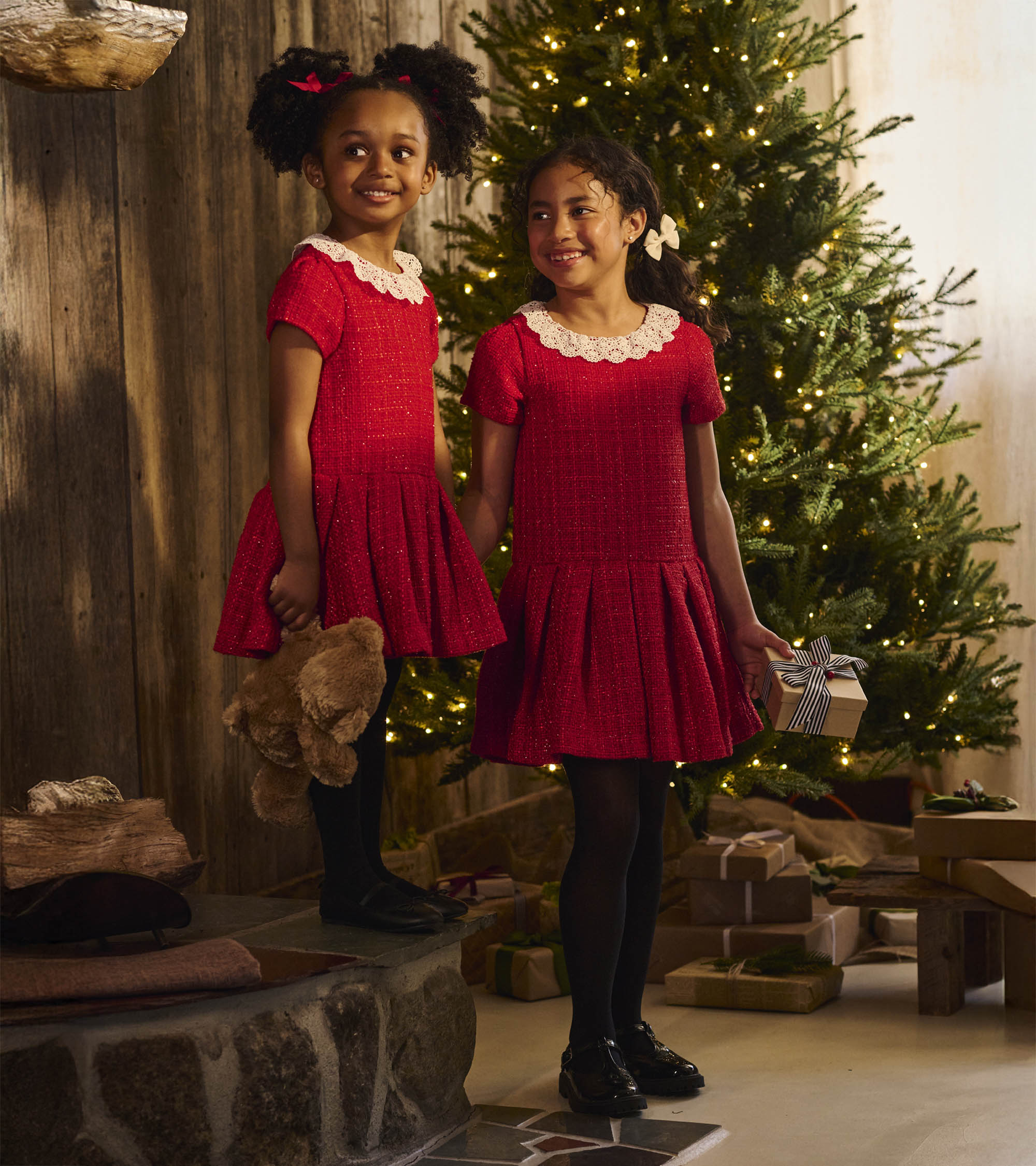 Girls Sparkle Boucle Pleated Lace Collar Dress | Hatley Onsale Girls