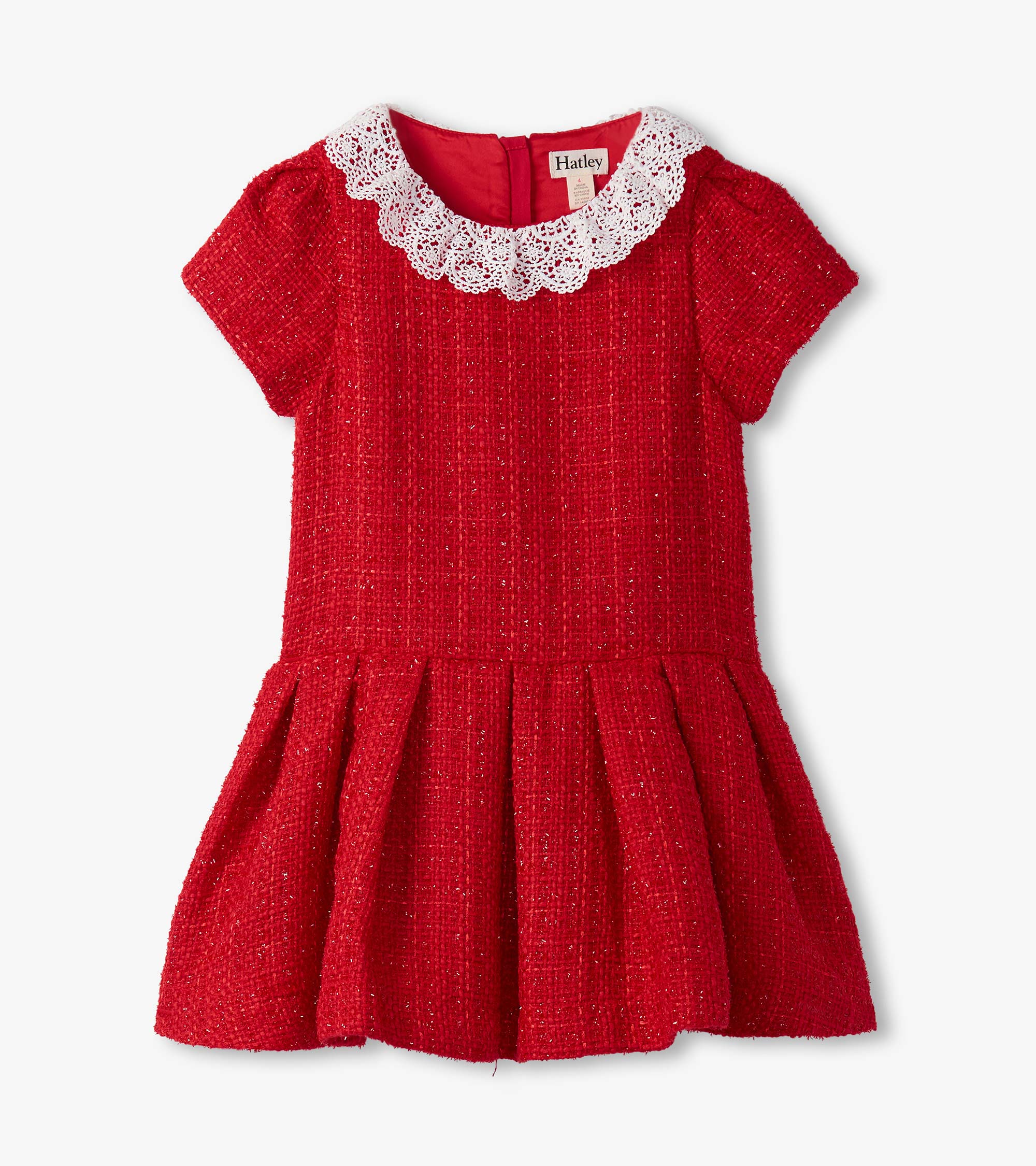 Girls Sparkle Boucle Pleated Lace Collar Dress | Hatley Onsale Girls
